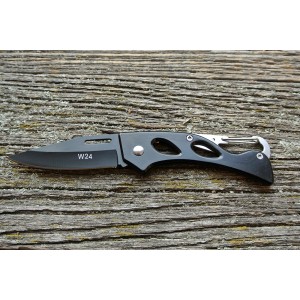 Тактический складной нож Geyotar W24 с карабином (черный)