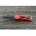 Тактический складной нож с карабином и клипсой (красный)